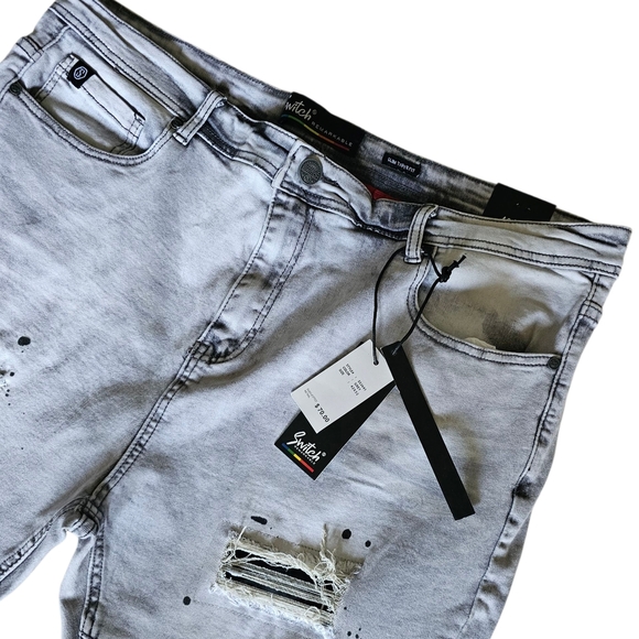 Men’s Slim Taper Fit Biker Style Distressed Denim Jeans - Picture 5 of 11